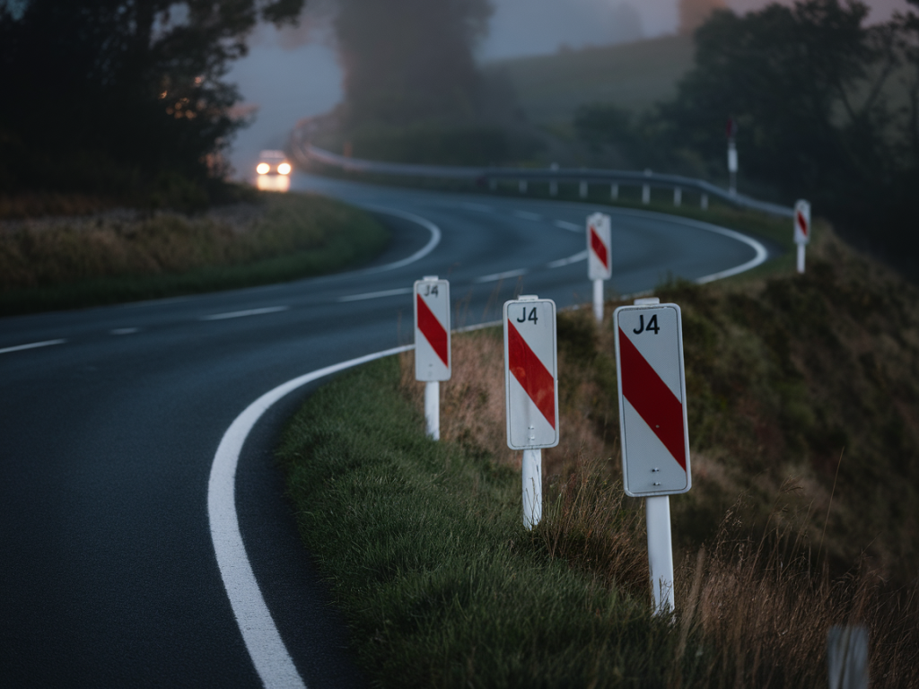 Quelle est la fonction principale des balises J4 en virage ?
